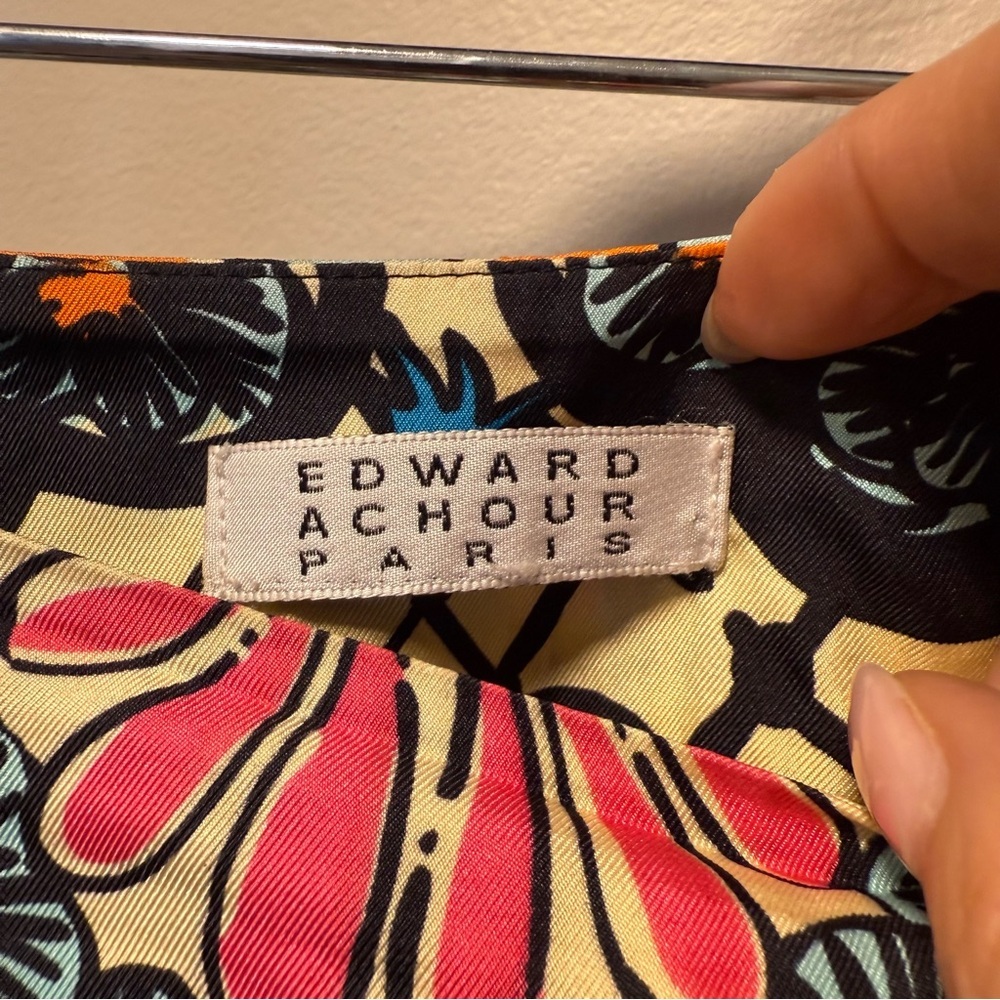 Edward Achour Paris 100% Silk Seahorse Skirt Pockets Made in France Size 36/2 - Picture 6 of 11